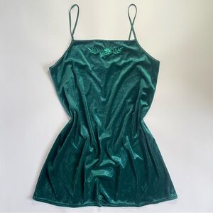 Vintage Green Velvet Slip Dress